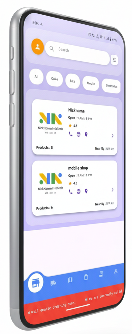 Nickname Portal mobile app home screen